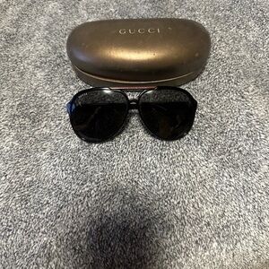 Gucci Black Sunglasses with Gold Case